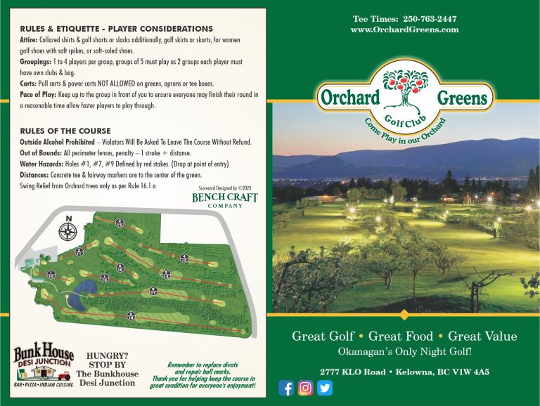 Scorecard Orchard Greens Golf Club
